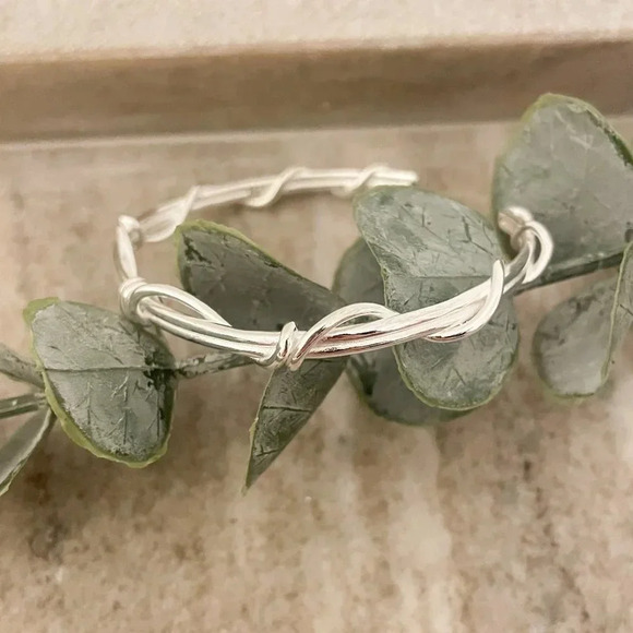 925 Sterling Silver Wavy Cuff Bracelet Dainty Bangle Bracelet Stacking Bracelet - Picture 4 of 6